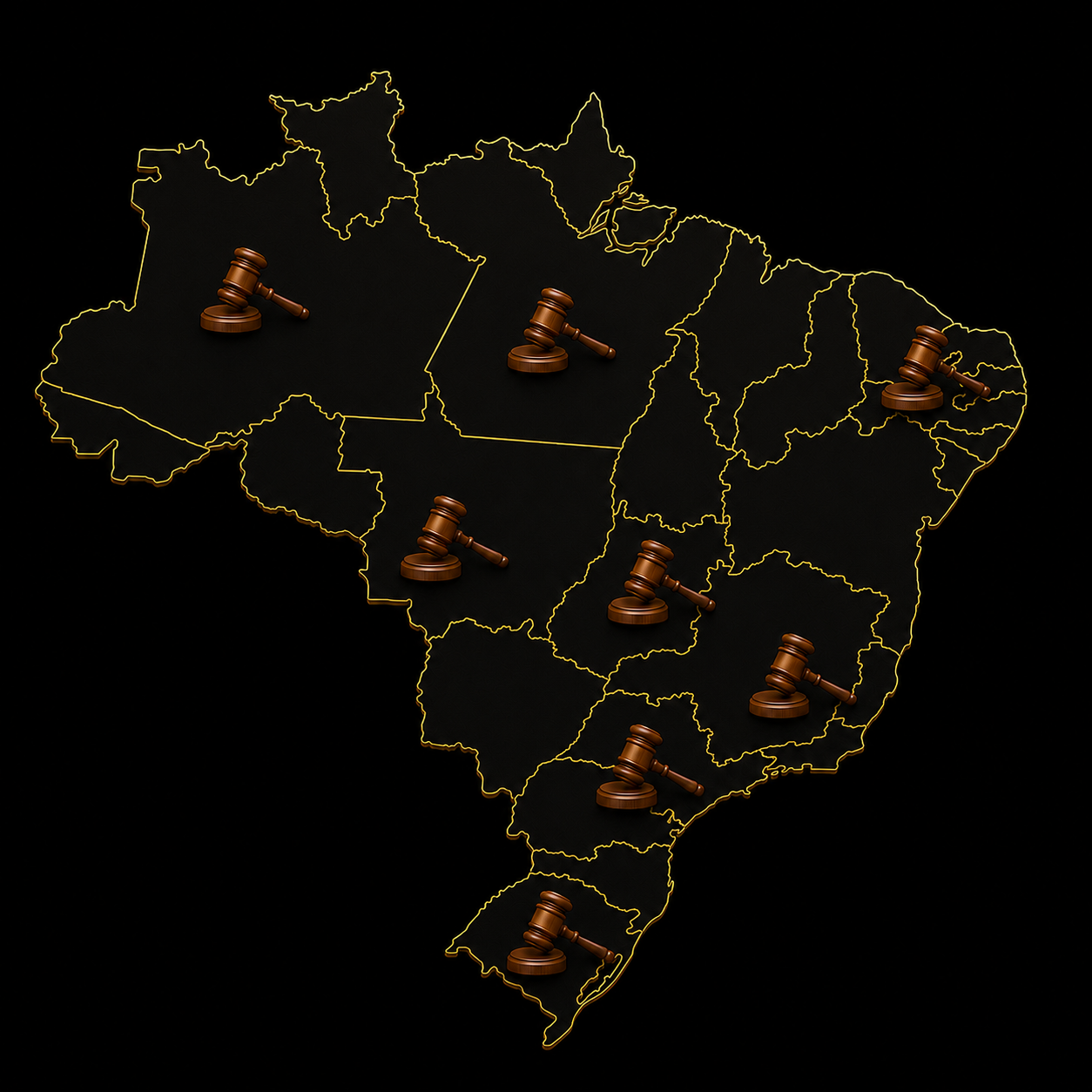 Mapa do Brasil com leilões ativos
